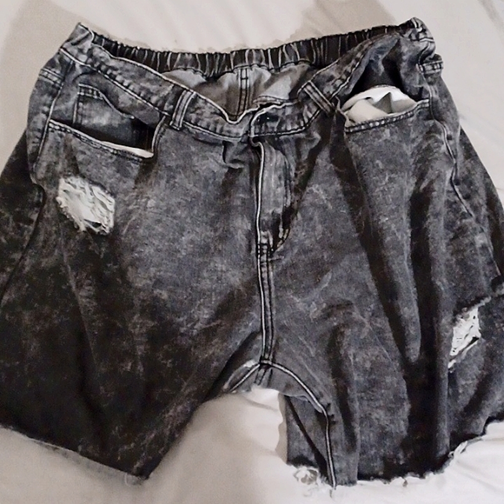 Black jean shorts acid wash
